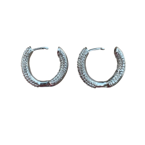 Bradford Exchange Sterling Silver Hoop Diamond Earrings Engraved I Love You 925 - Picture 2 of 5